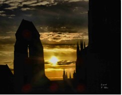 megaliths at sunset